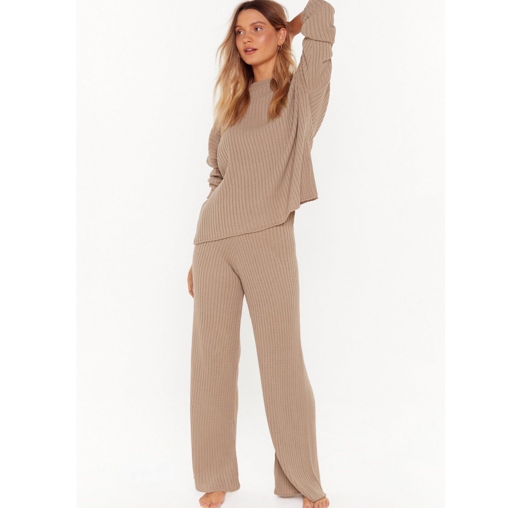 Nasty Gal Take Knit Off Jumper and Trousers Lounge Set